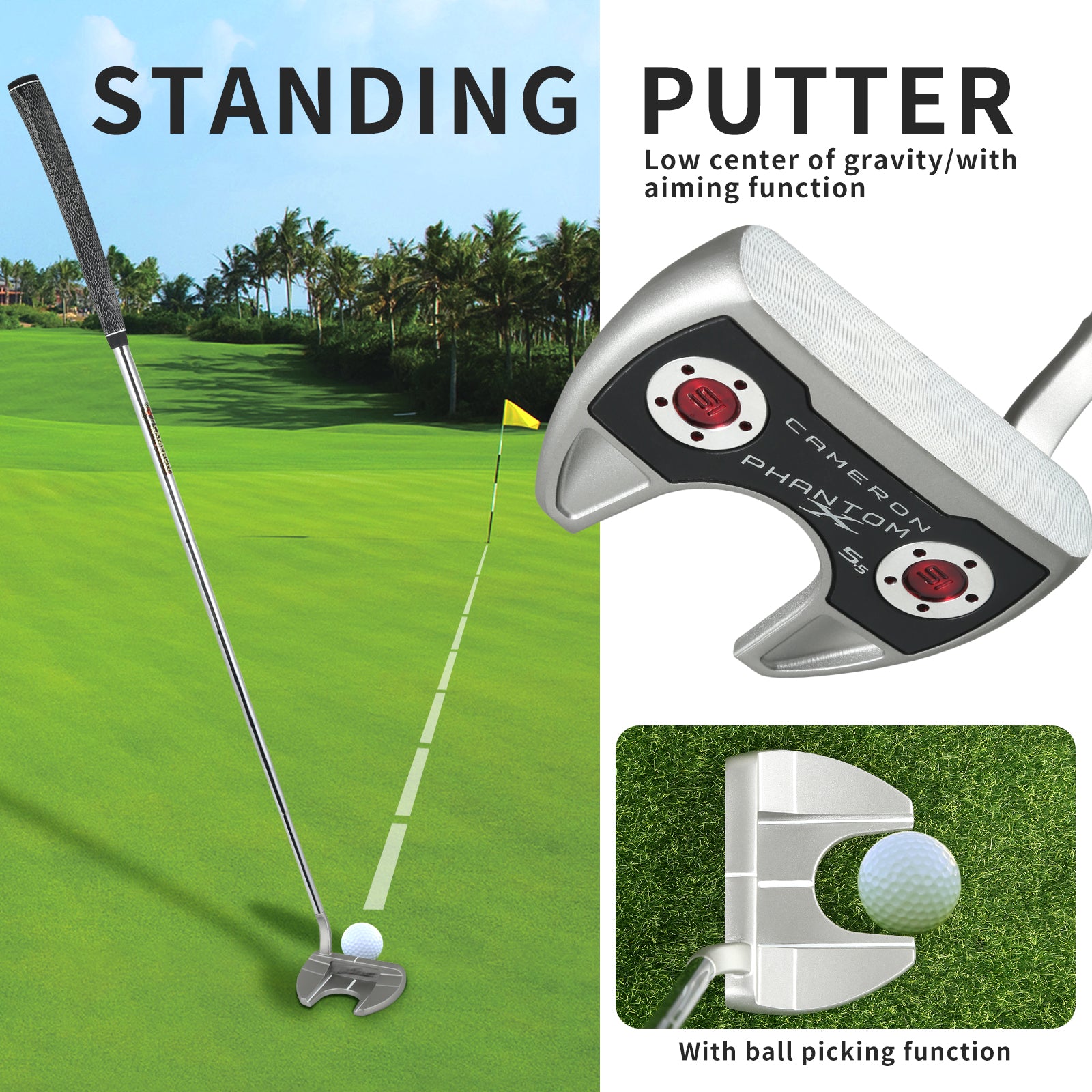 New CAMERON Select Squareback phantom X Straight Semicircle Cowhorn Putter Golf Putter 32-35 Inch Steel Shaft With Head Cover